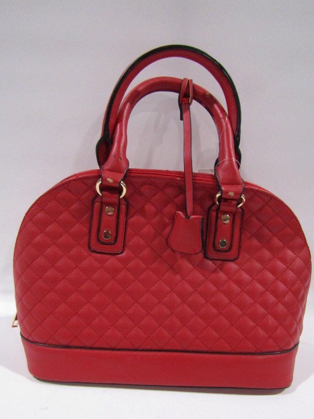 NWT Red Quilted Dome Satchel Handbag with dual top handles